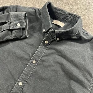 Everlane Corduroy Shirt Mens XXL Charcoal Gray Slim Fit Long Sleeve Button Down